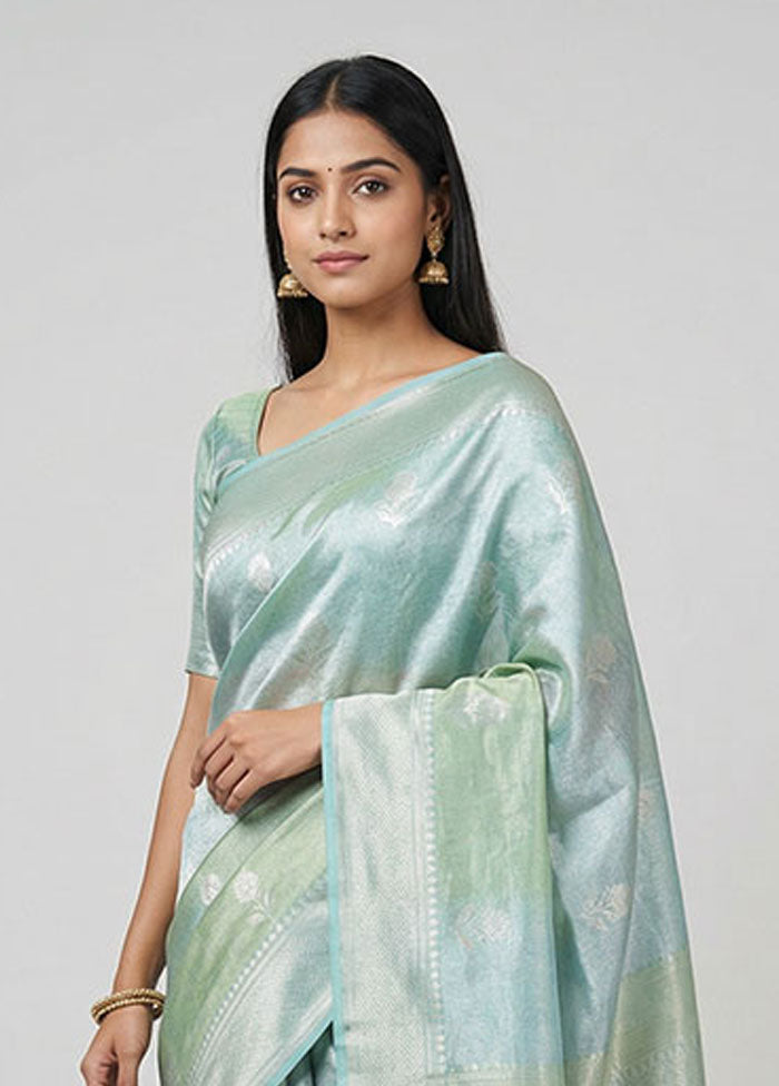 Green Tissue Silk Saree With Blouse Piece