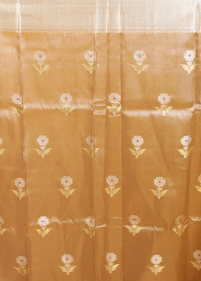 Orange Tissue Silk Saree With Blouse Piece