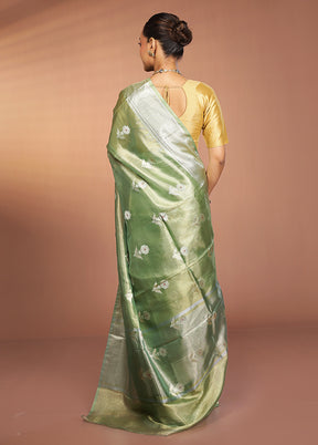 Green Tissue Silk Saree With Blouse Piece