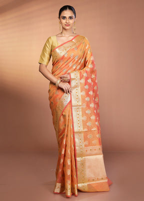 Pink Kora Silk Saree With Blouse Piece