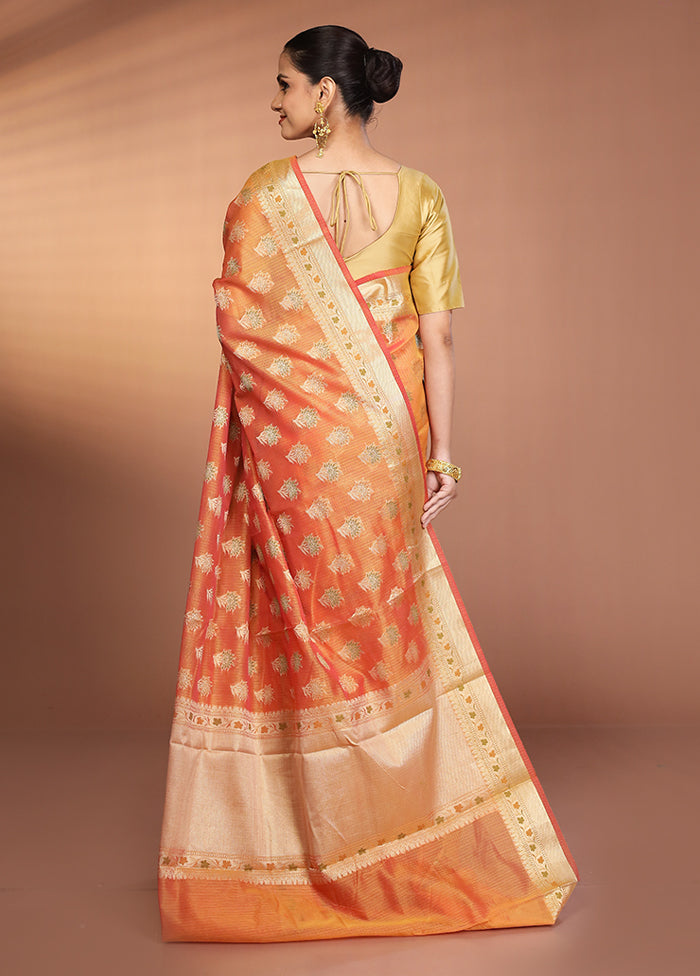 Pink Kora Silk Saree With Blouse Piece