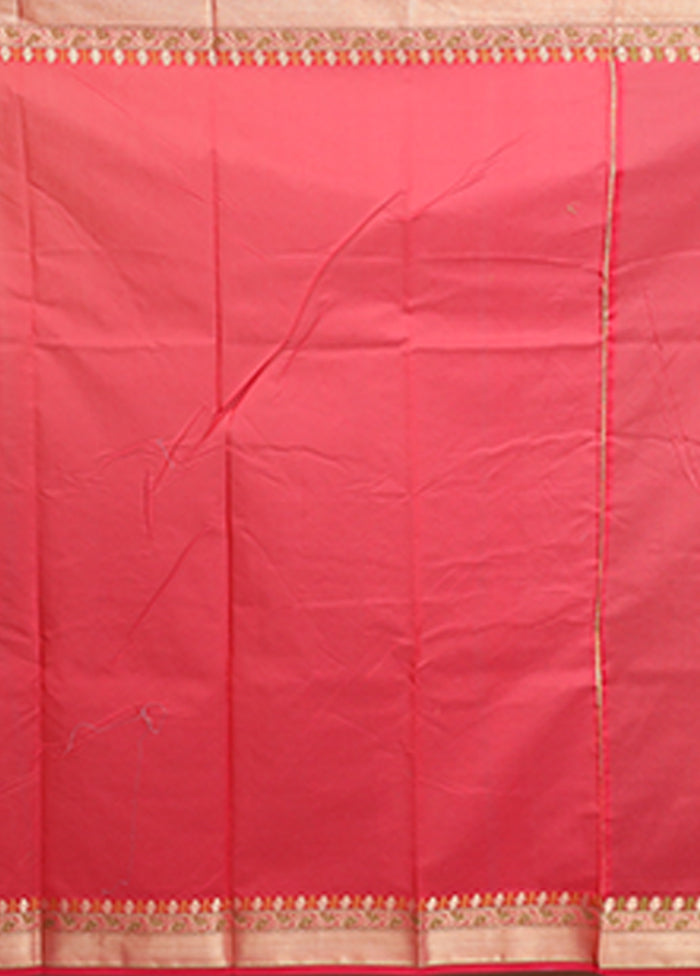 Pink Kora Silk Saree With Blouse Piece