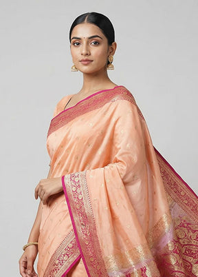 Pink Banarasi Silk Saree With Blouse Piece