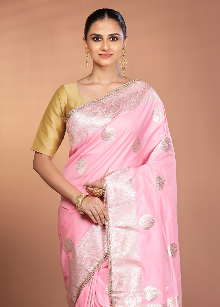 Pink Katan Silk Saree With Blouse Piece