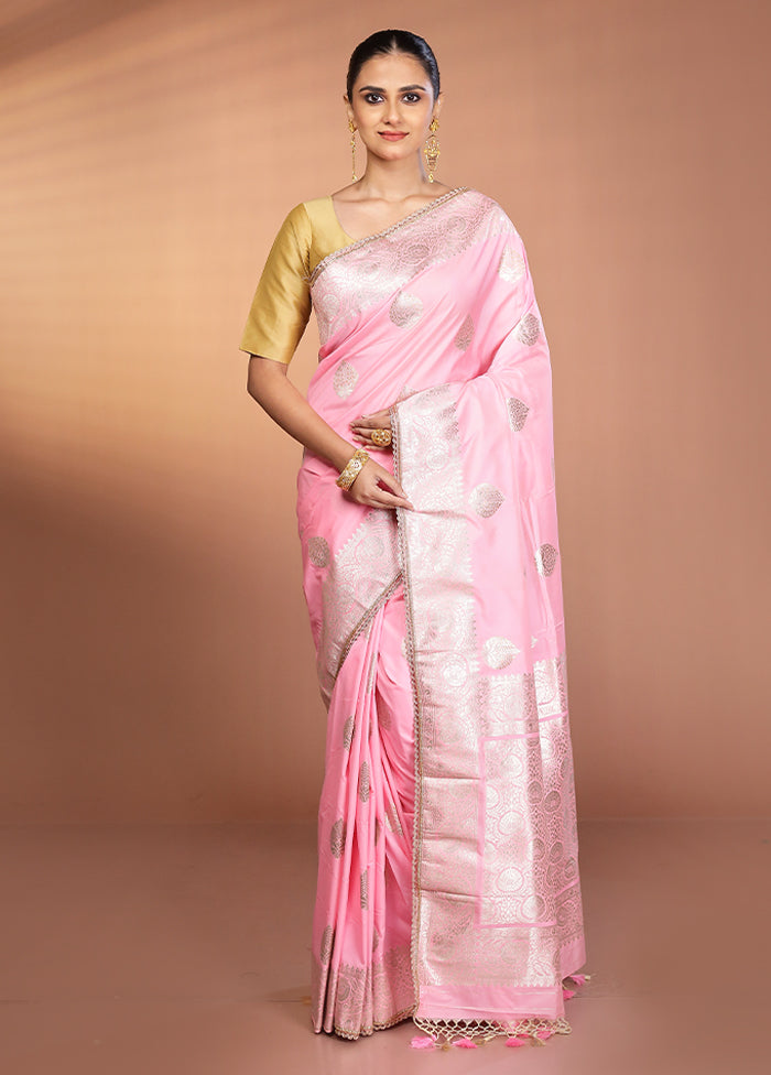 Pink Katan Silk Saree With Blouse Piece