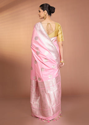 Pink Katan Silk Saree With Blouse Piece