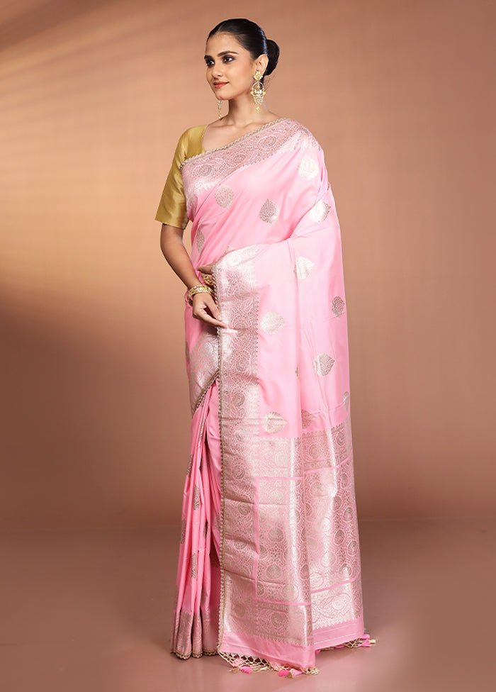 Pink Katan Silk Saree With Blouse Piece
