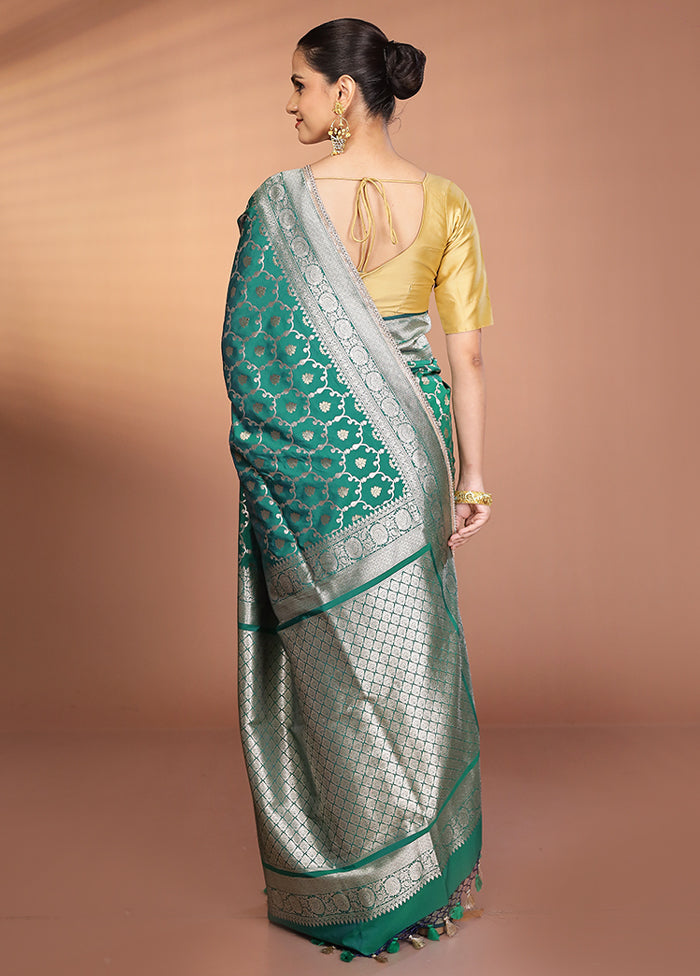 Green Katan Silk Saree With Blouse Piece