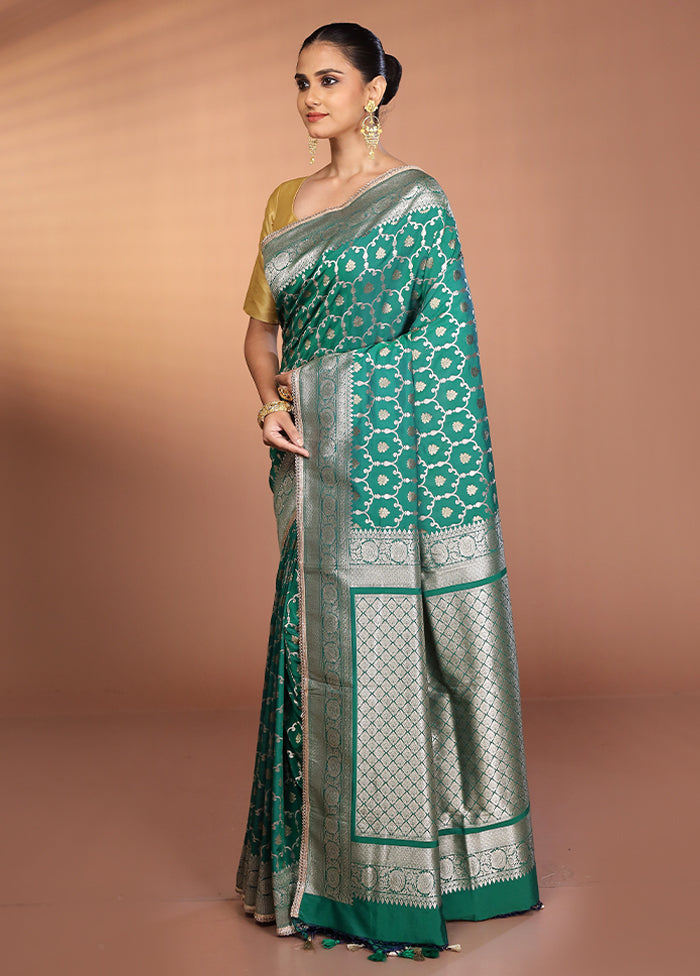 Green Katan Silk Saree With Blouse Piece