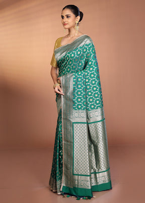 Green Katan Silk Saree With Blouse Piece