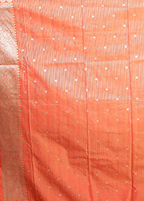 Orange Katan Silk Saree With Blouse Piece