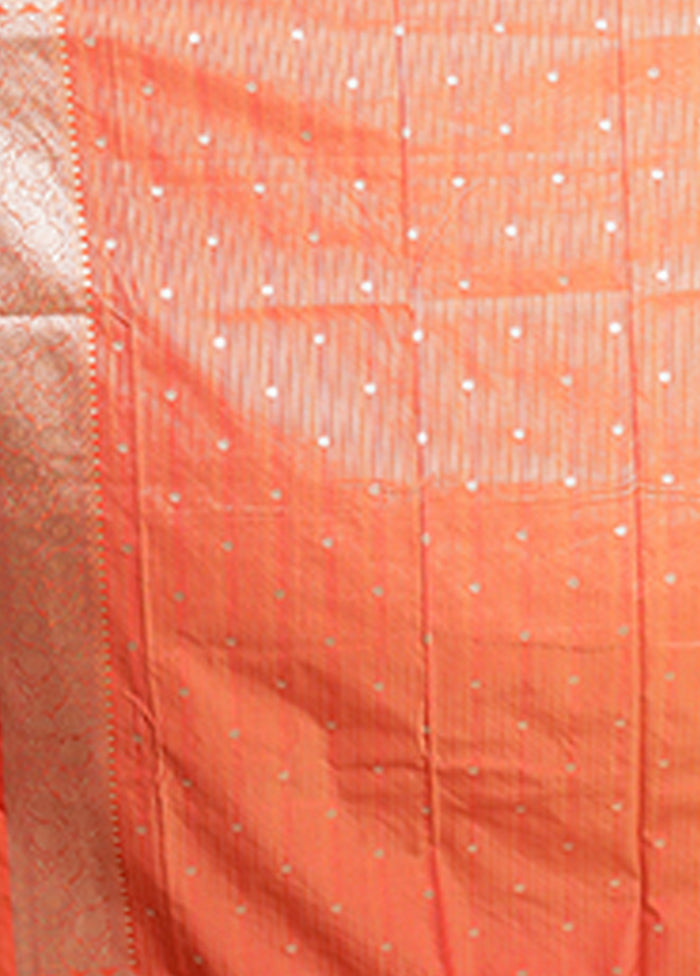 Orange Katan Silk Saree With Blouse Piece