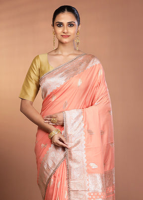 Pink Katan Silk Saree With Blouse Piece