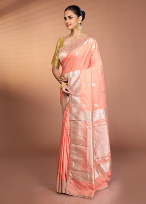 Pink Katan Silk Saree With Blouse Piece