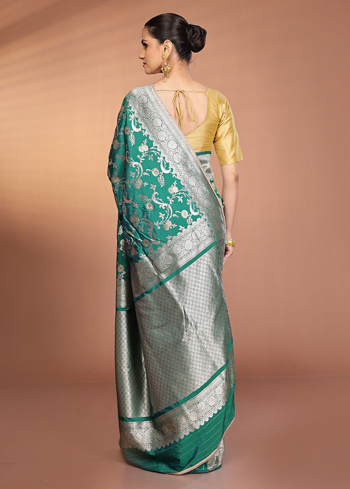 Green Katan Silk Saree With Blouse Piece