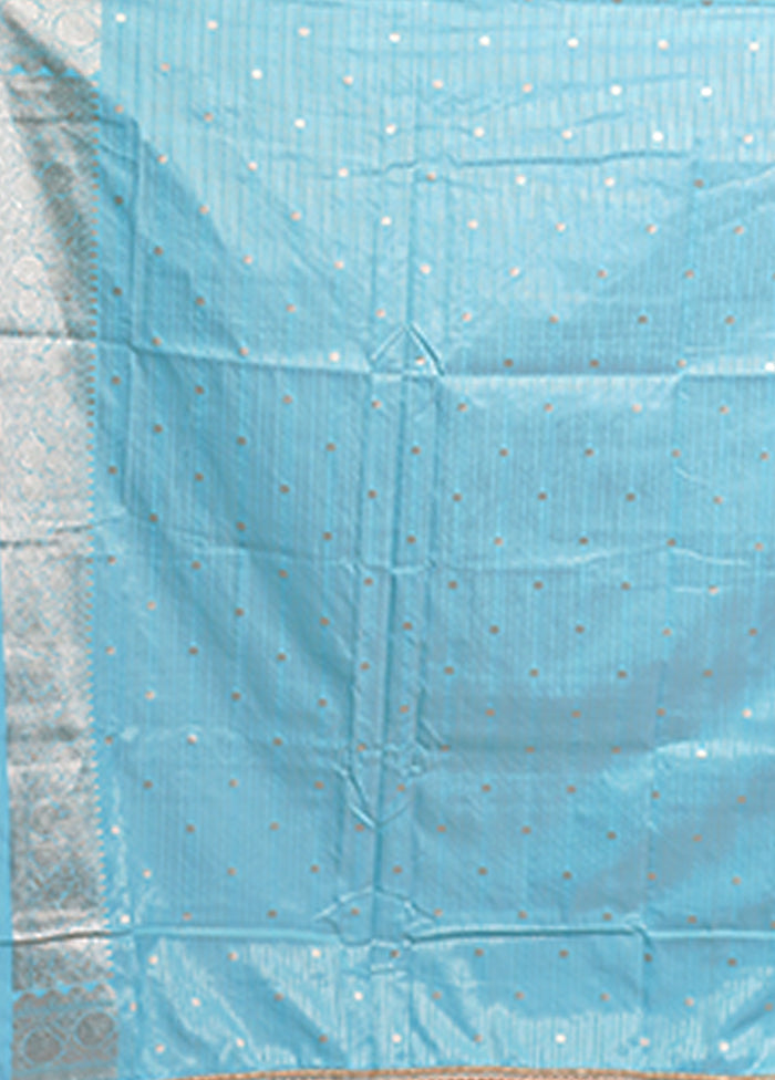 Blue Katan Silk Saree With Blouse Piece