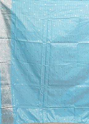 Blue Katan Silk Saree With Blouse Piece