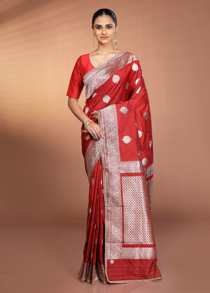Maroon Katan Silk Saree With Blouse Piece