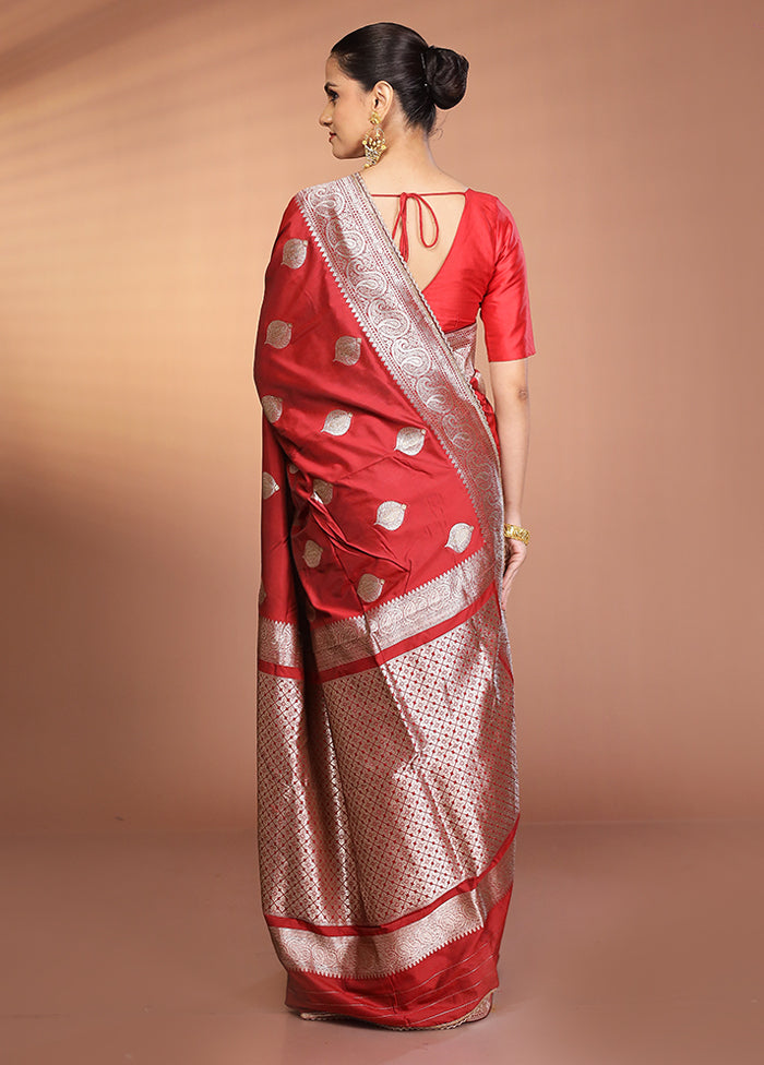 Maroon Katan Silk Saree With Blouse Piece