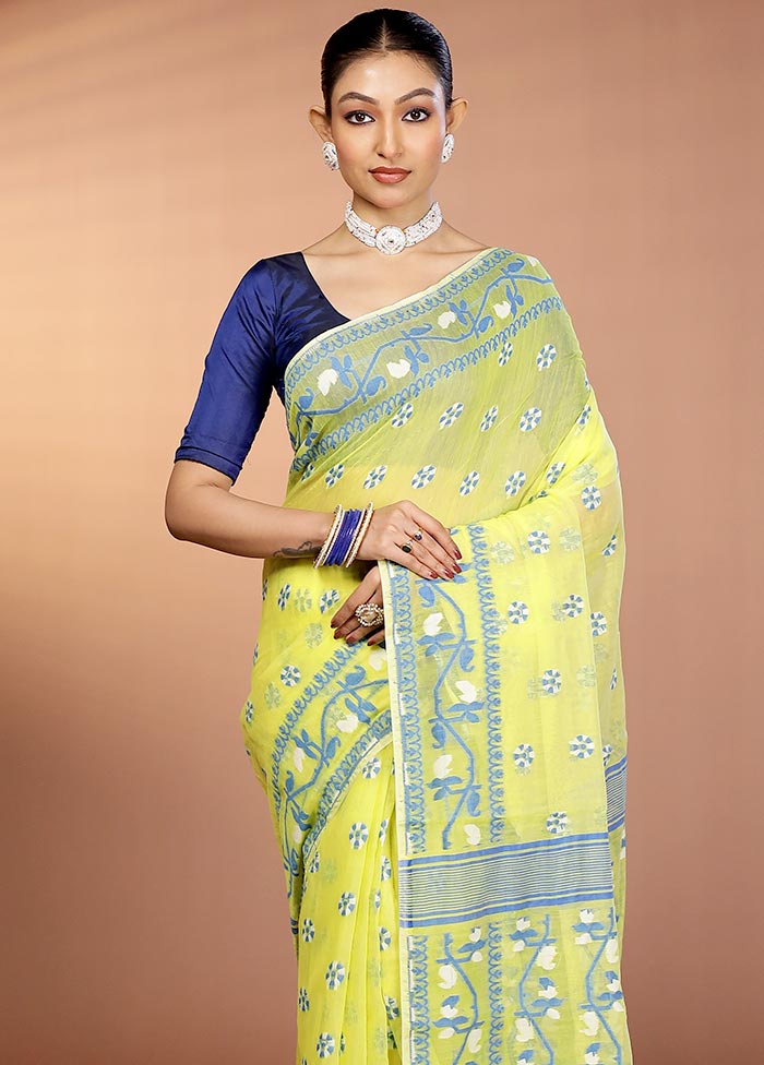 Yellow Tant Jamdani Saree Without Blouse Piece