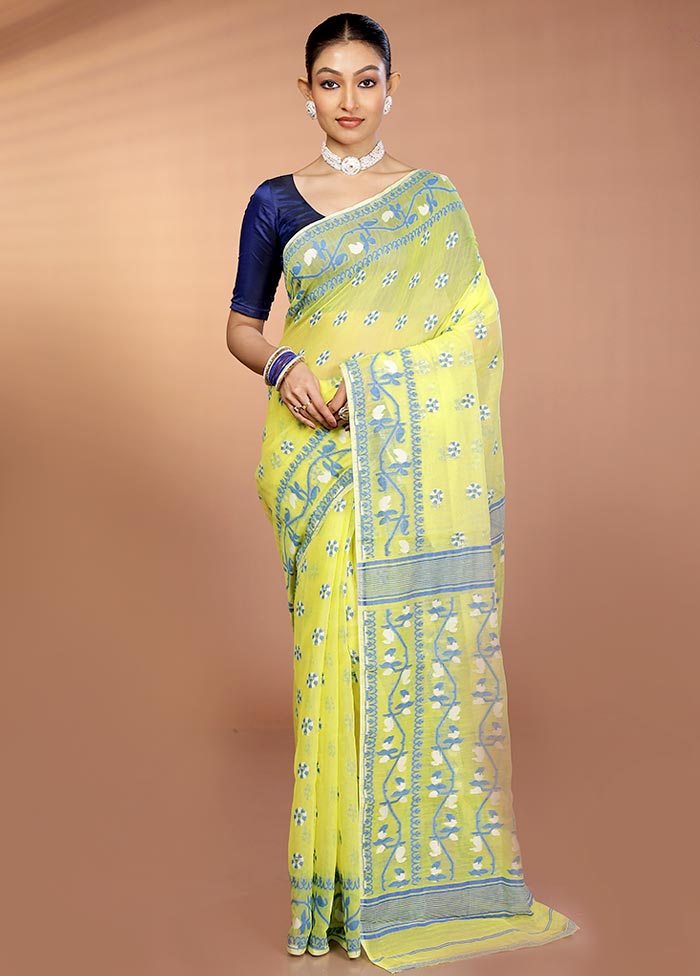 Yellow Tant Jamdani Saree Without Blouse Piece