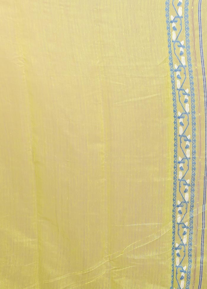 Yellow Tant Jamdani Saree Without Blouse Piece