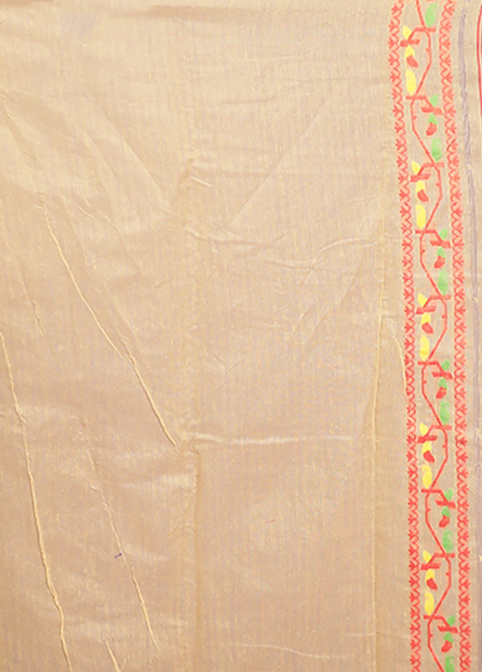 Cream Tant Jamdani Saree Without Blouse Piece