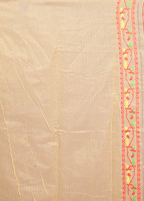 Cream Tant Jamdani Saree Without Blouse Piece