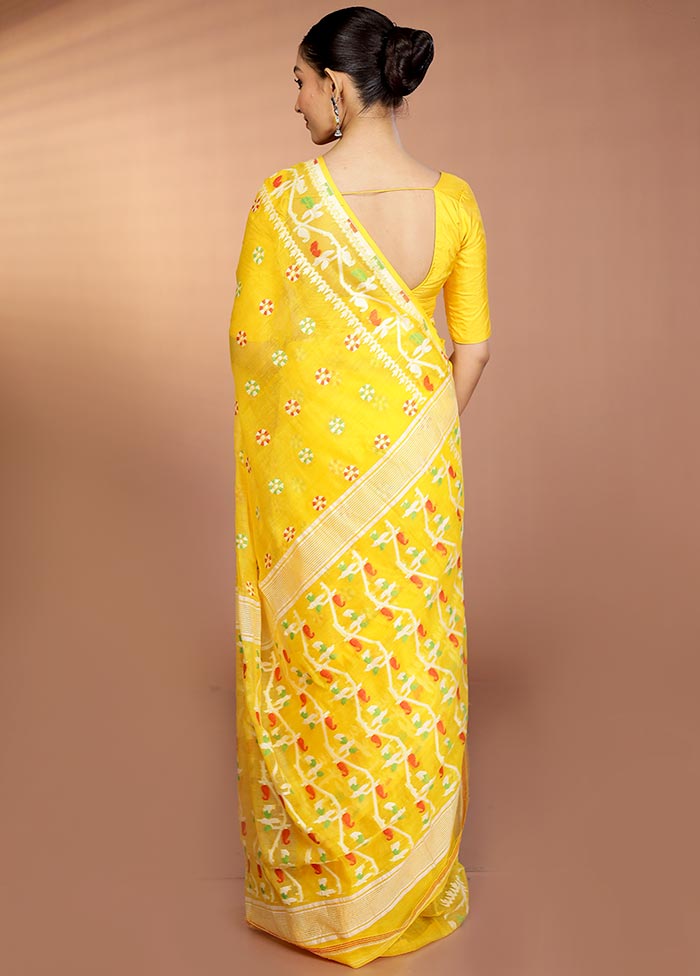Yellow Tant Jamdani Saree Without Blouse Piece