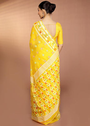 Yellow Tant Jamdani Saree Without Blouse Piece