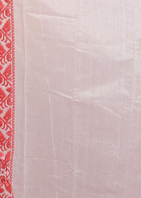 Red Tant Jamdani Saree Without Blouse Piece