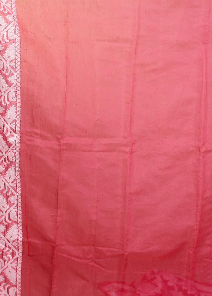 Pink Tant Jamdani Saree Without Blouse Piece