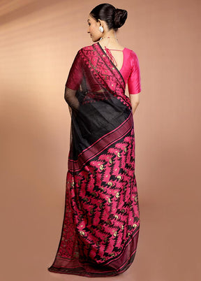 Black Tant Jamdani Saree Without Blouse Piece