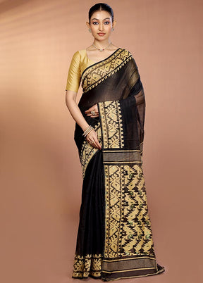 Black Tant Jamdani Saree Without Blouse Piece
