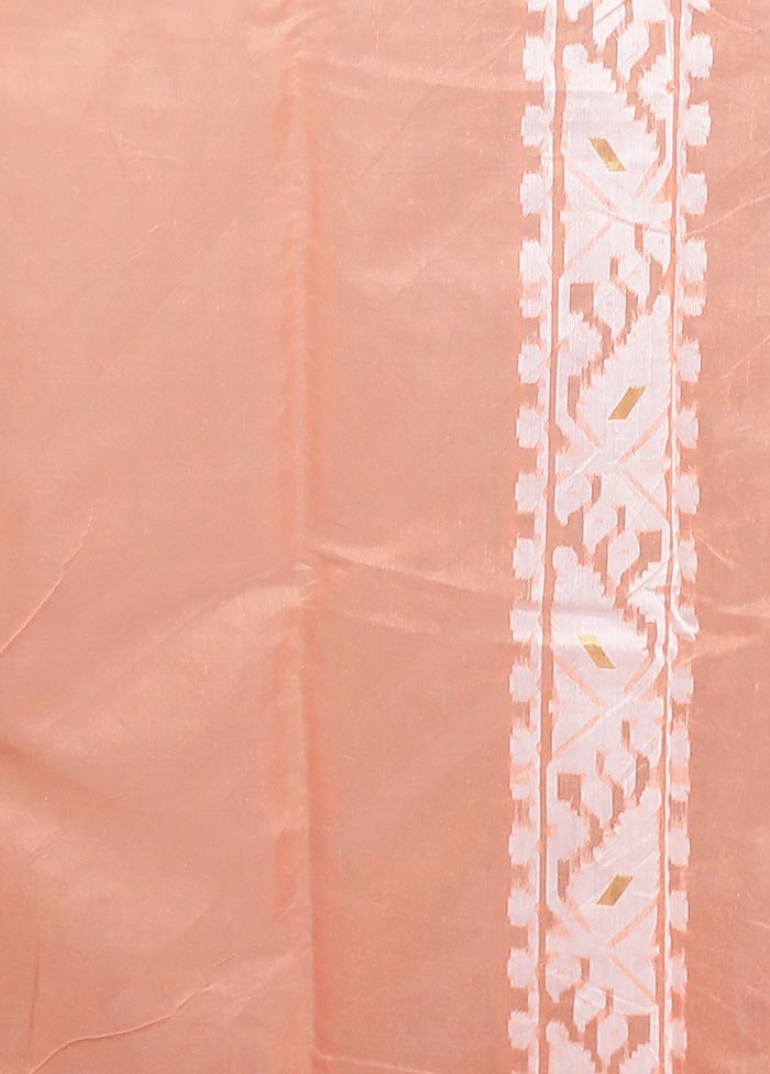 Orange Tant Jamdani Saree Without Blouse Piece