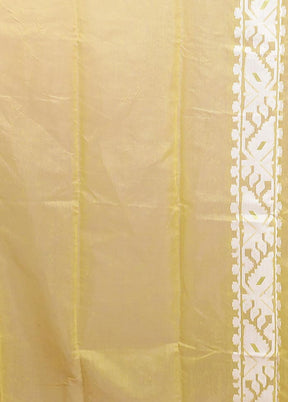 Cream Tant Jamdani Saree Without Blouse Piece