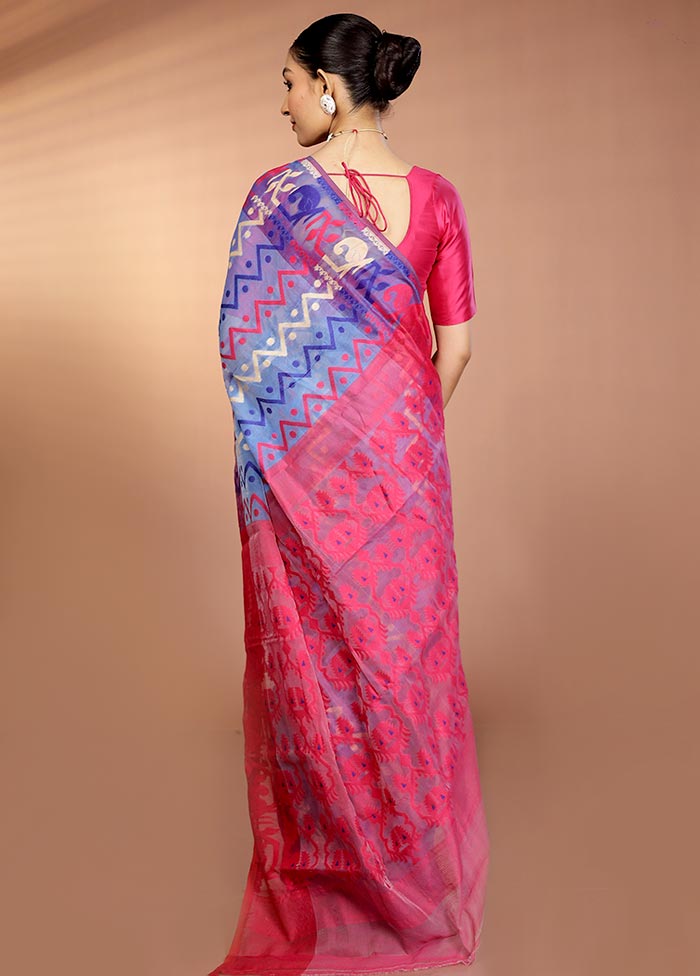 Purple Tant Jamdani Saree Without Blouse Piece