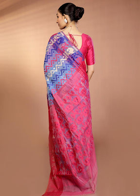 Purple Tant Jamdani Saree Without Blouse Piece