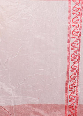 Red Tant Jamdani Saree Without Blouse Piece