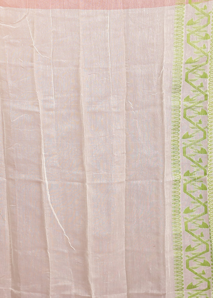 Green Tant Jamdani Saree Without Blouse Piece