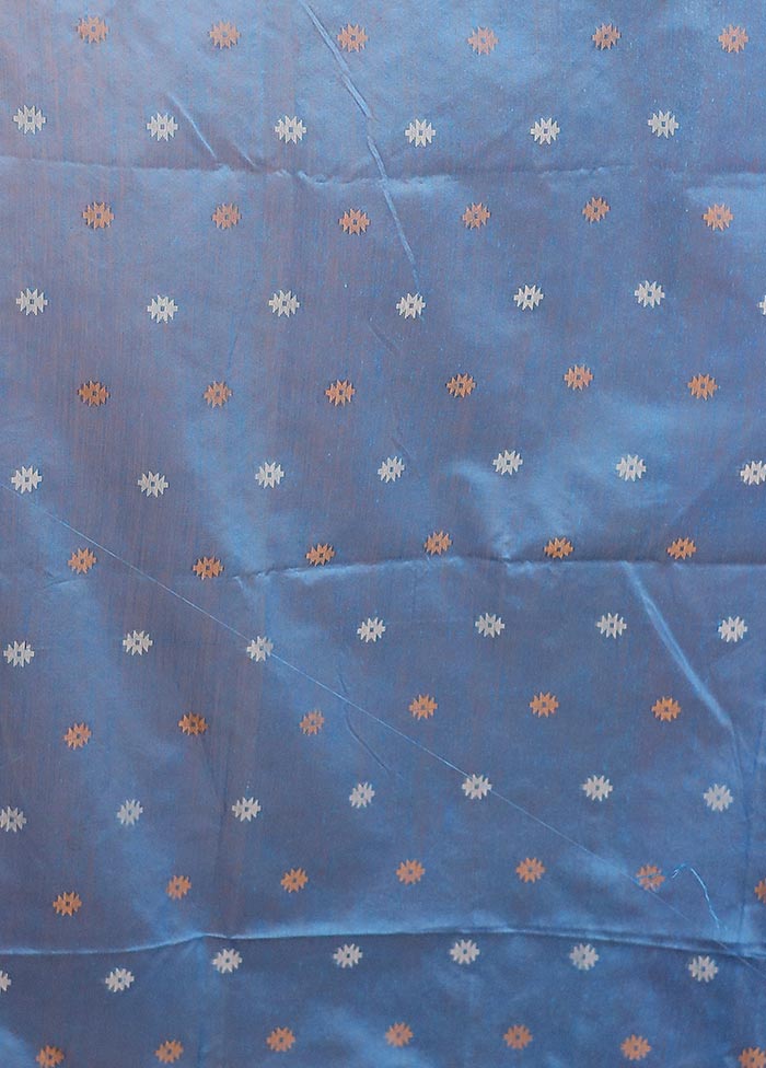 Blue Matka Silk Saree With Blouse Piece