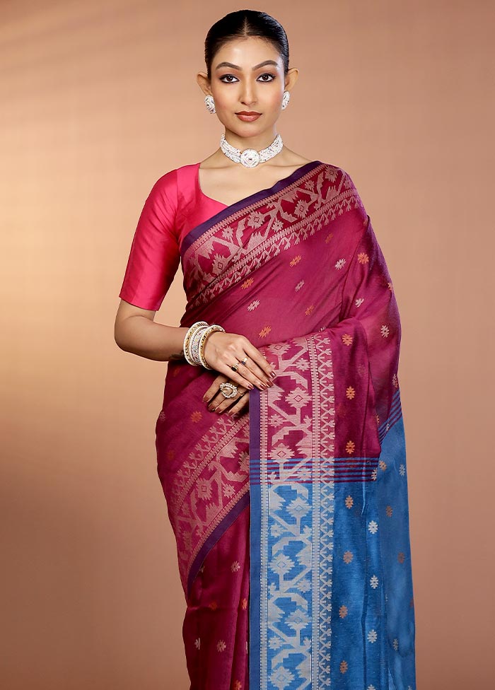 Purple Matka Silk Saree With Blouse Piece