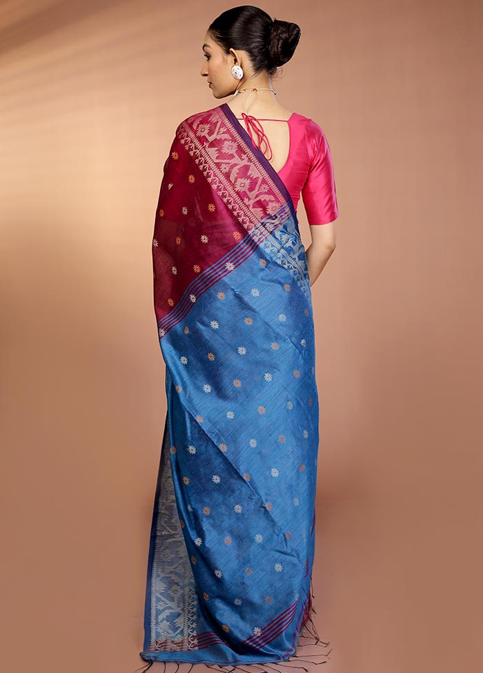 Purple Matka Silk Saree With Blouse Piece