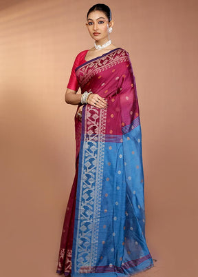 Purple Matka Silk Saree With Blouse Piece