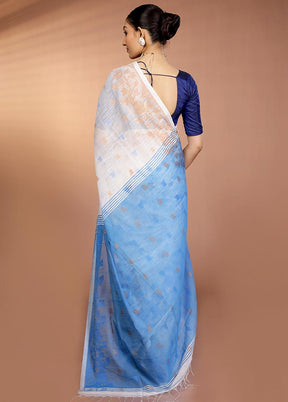 White Matka Silk Saree With Blouse Piece