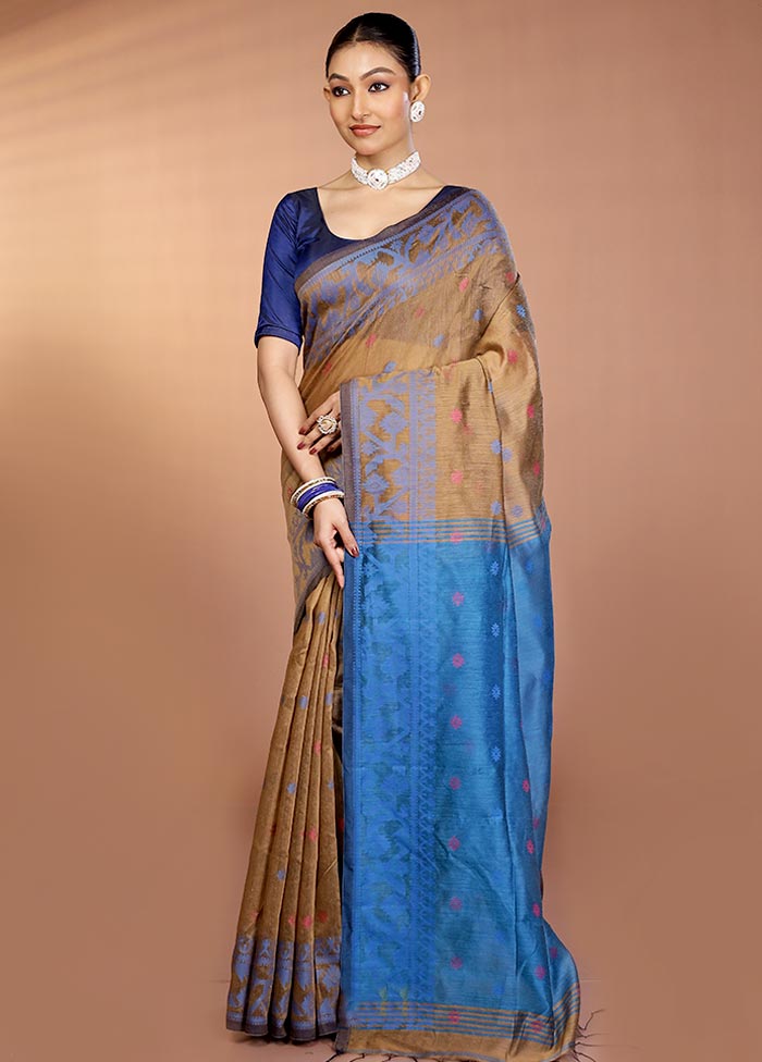 Grey Matka Silk Saree With Blouse Piece