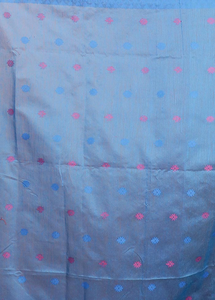 Grey Matka Silk Saree With Blouse Piece
