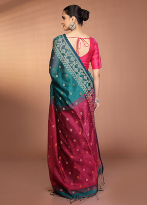 Green Matka Silk Saree With Blouse Piece