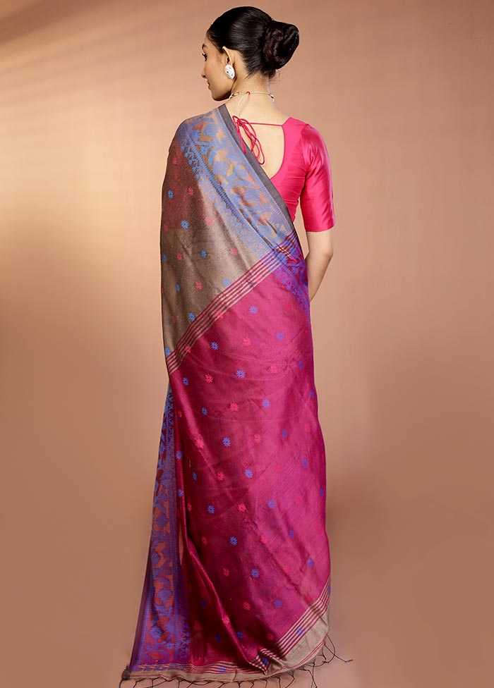 Grey Matka Silk Saree With Blouse Piece