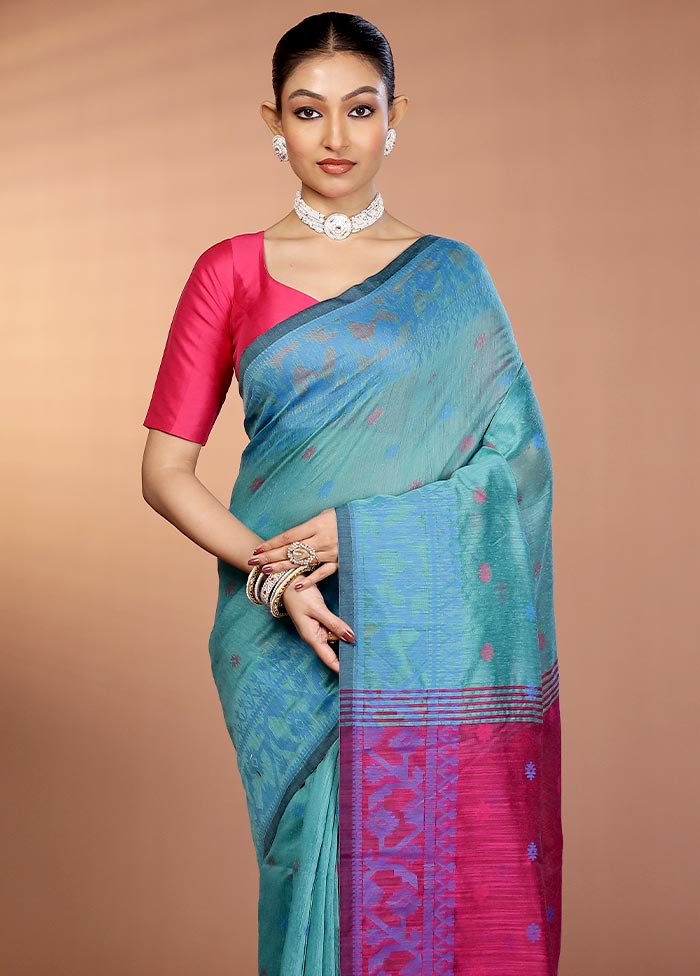 Green Matka Silk Saree With Blouse Piece